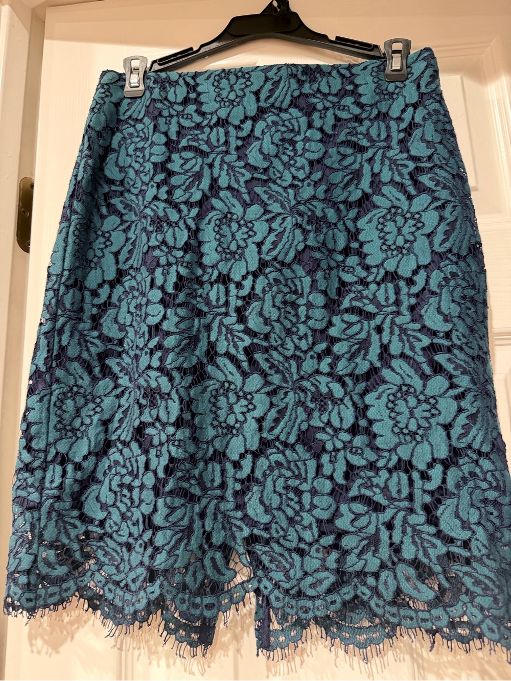 Banana Republic Teal & Navy Floral Lace Skirt